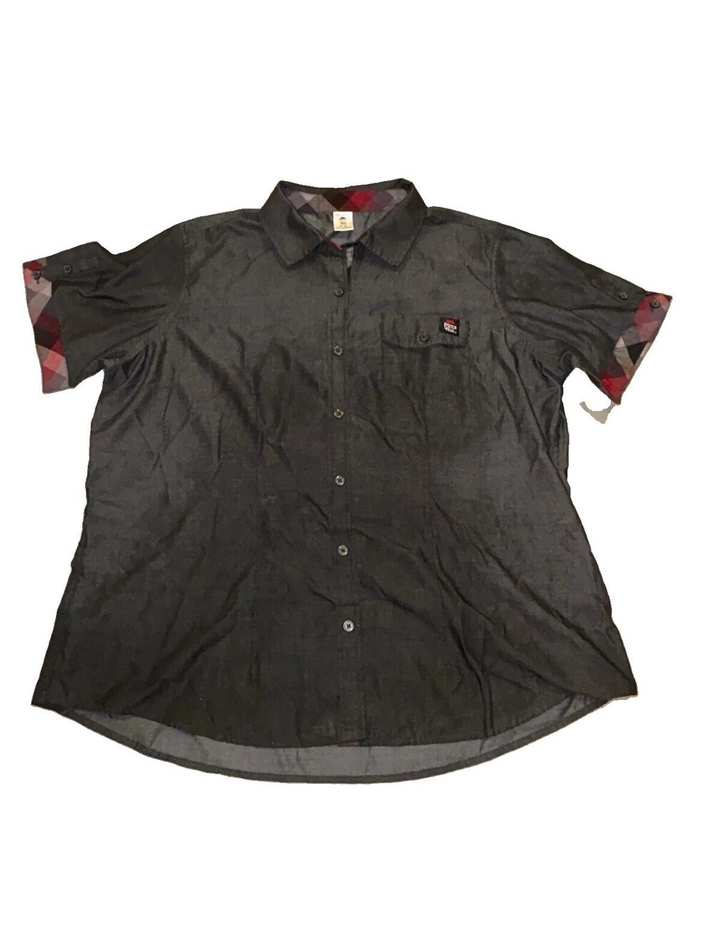 Pizza Hut IQ group Short Sleeve Button Shirt Black Red Women’s XL